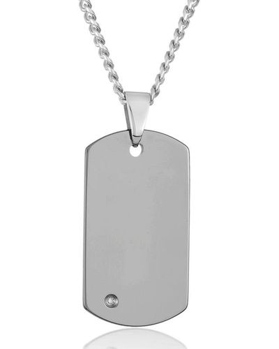 Crucible Jewelry Crucible Los Angeles Tungsten Carbide High Polished Diamond Dog Tag Pendant Necklace - Gray
