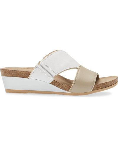 Naot Tiara Wedge Sandal In Soft Beige/soft White Leather