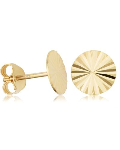 Fremada 14k Yellow 8mm Diamond-cut Disc Stud Earrings Minimalist Jewelry - Metallic