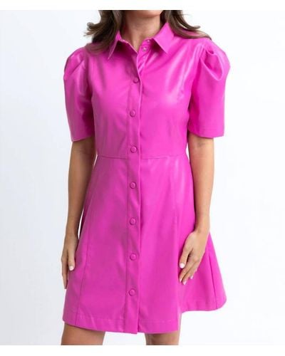Karlie Addison Pleather Dress - Pink