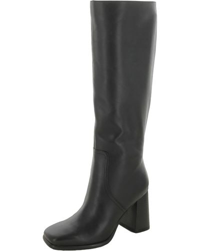 Marc Fisher Dacea Leather Square Toe Knee-high Boots - Gray