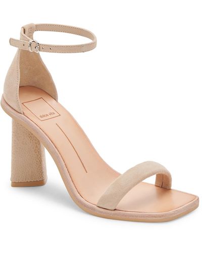 Dolce Vita Fayla Leather Open Toe Heel Sandals - Natural