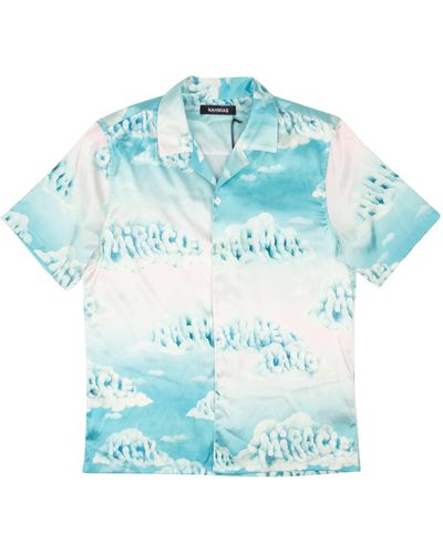 NAHMIAS Light Cloud Silk Button Down Shirt - Blue