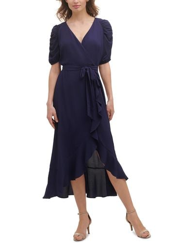 Kensie Ruffled Long Maxi Dress - Blue