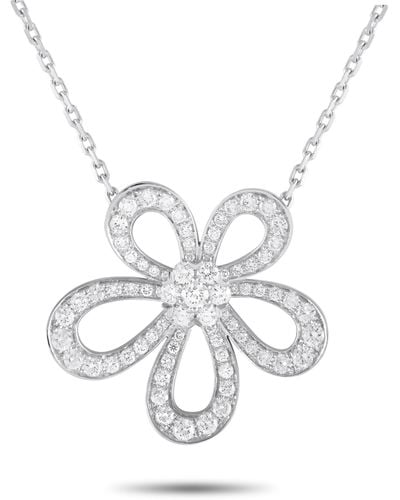Van Cleef & Arpels 18k Gold 2.37ct Diamond Flower Lace Pendant Necklace Vcarp05100 - Metallic