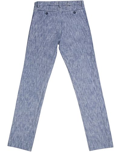 Freemans Sporting Club Chambray Woven Cotton Pants - Blue