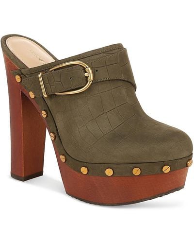 Veronica Beard Alek Leather Mule Platform Heels - Brown