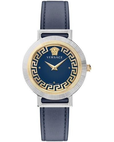 Versace Greca Chic Leather Watch - Blue