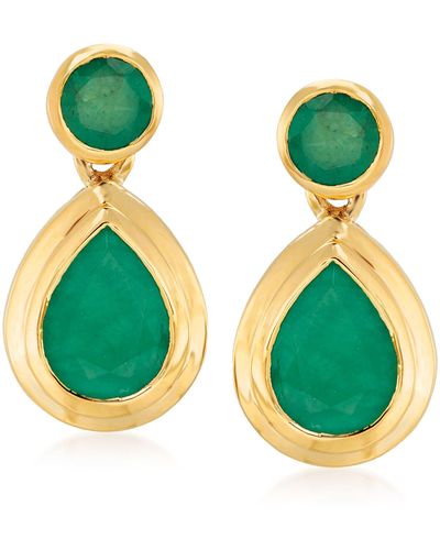 Ross-Simons Emerald Drop Earrings - Green
