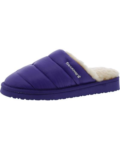 BEARPAW Puffy Slipper Slides Wedge Slipper Shoes - Blue