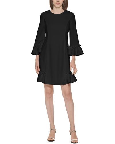 Calvin Klein Ruffled Above Knee Shift Dress - Black