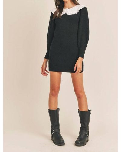 Lush Annalise Bib Collar Sweater Dress - Black