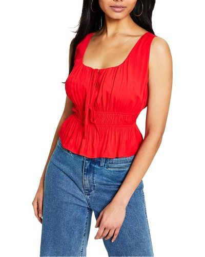 Lucy Paris Crinkled Sweetheart Neck Cropped - Red