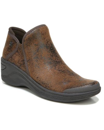 Bzees Domino Round Toe Slip On Ankle Boots - Brown