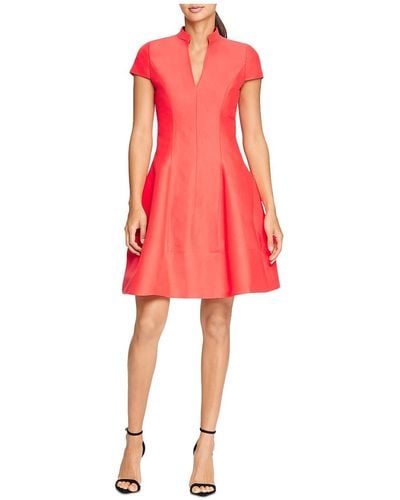 Halston Silk Blend V-neck Mini Dress - Red