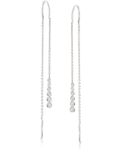 Ross-Simons Bezel- Set Diamond Threader Earrings - White
