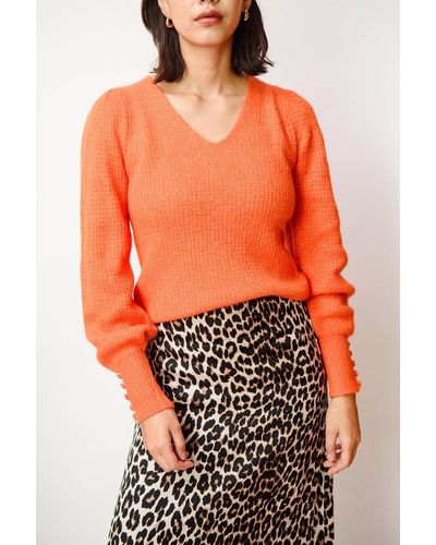 Suncoo Protia V-neck Sweater In Orange