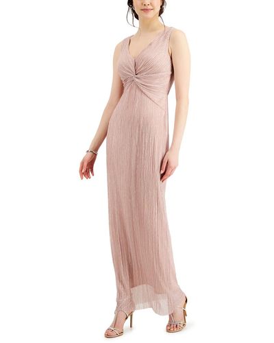 Connected Apparel Crinkled Metallic Maxi Dress - Pink