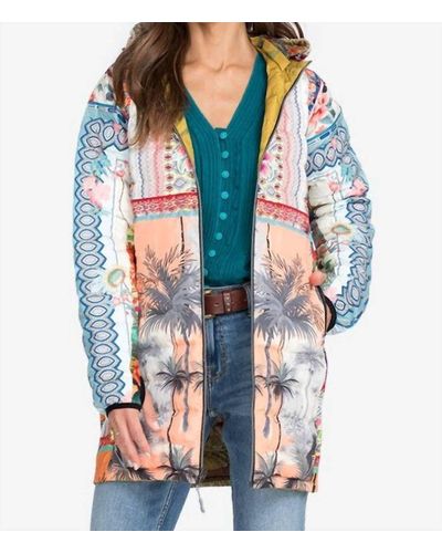 Johnny Was Tropical Down Parka (reversible) - Blue