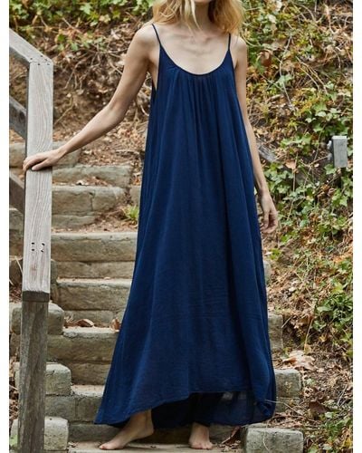 9seed Tulum Low Back Gauze Maxi Dress - Blue