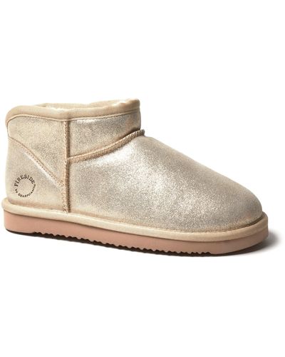 Dearfoams Fireside By Riverland Genuine Shearling Micro Bootie - Natural