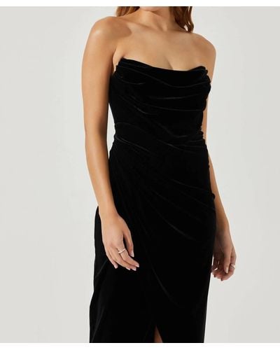 Astr Meghan Velvet Midi Dress - Black