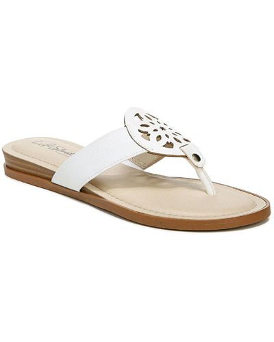 LifeStride Raegan Faux Leather Slip On Thong Sandals - White