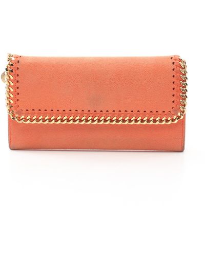 Stella McCartney Falabella shaggy Dia Flap Wallet Bi-fold Long Wallet Fake Leather - Orange