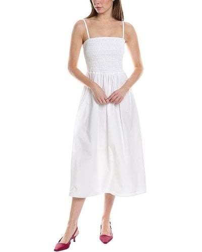 Theory Smocked Midi Dress - White