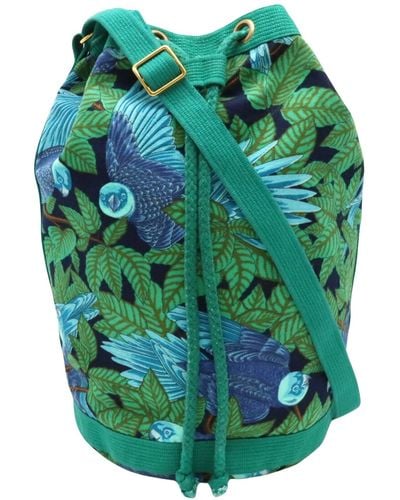 Hermès Drawstring Canvas Shoulder Bag (pre-owned) - Green
