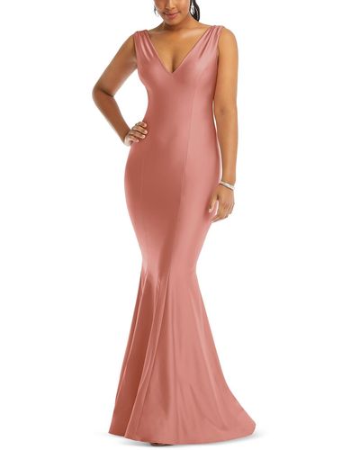 Cynthia & Sahar Ruched Polyester Evening Dress - Red