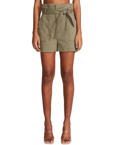 BB Dakota Seaside Paperbag High Waist Bermuda Shorts - Green