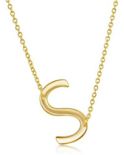 Simona Sterling Silver Sideways Initial Necklace - Gold Plated - Metallic