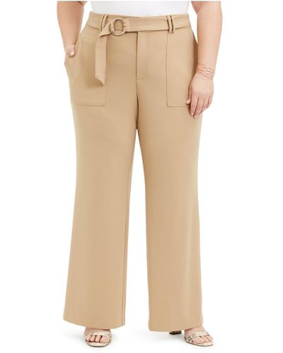 INC Plus Belted Office Wear Pants - Natural