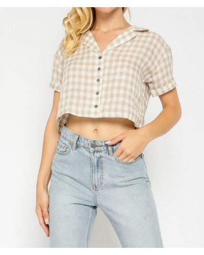 Olivaceous Plaid Gingham Crop Top - White