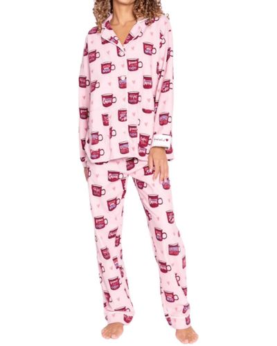Pj Salvage Flannel Coffee Pajama Set - Pink