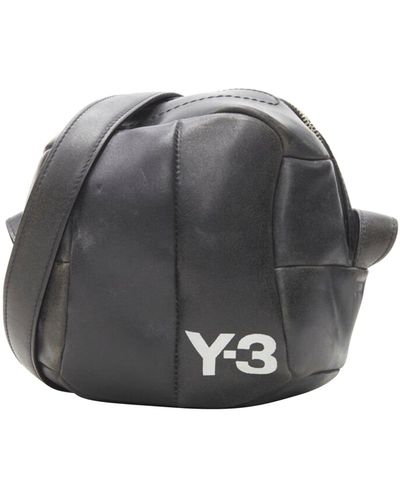 Y-3 Rare Y3 Yohji Yamamoto Adidas Volleyball Distressed Leather Crossbody Bag - Gray