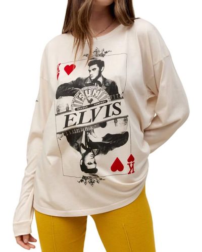 Daydreamer Sun Records X Elvis King Of Hearts Long Sleeve Tee - Natural