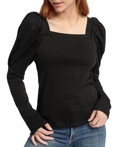 Splendid Josephine Puff Sleeve Cozy Sweatshirt - Black