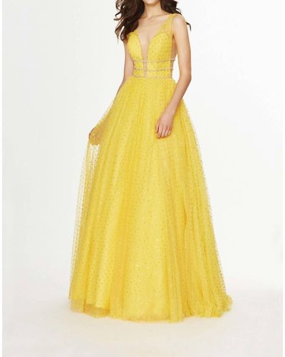 Angela & Alison Shimmering Prom Gown - Yellow