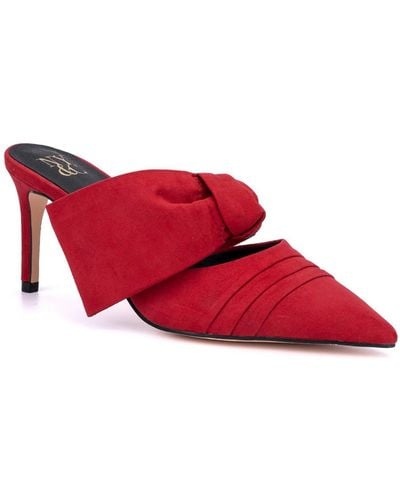 New York & Company Capri Mule Faux Suede Dressy Slide - Red