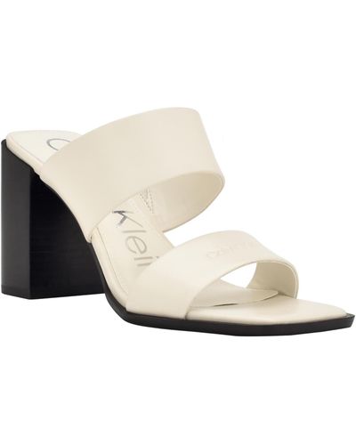 Calvin Klein Tara Leather Slip-on Slide Sandals - White