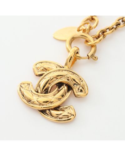 Chanel Matelasse Coco Mark Necklace Gp Gold Vintage - Metallic