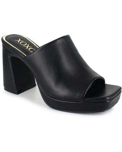 Xoxo Adelisa Slip On Square Toe Platform Sandals - Black
