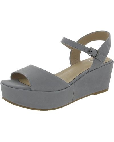 Eileen Fisher Mime Nubuck Ankle Strap Platform Sandals - Gray