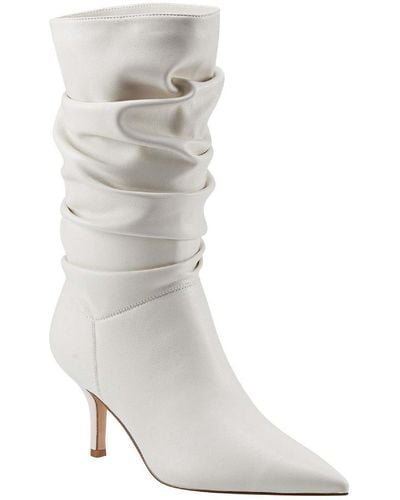Marc Fisher Manya 2 Faux Leather Pointed Toe Mid-calf Boots - White