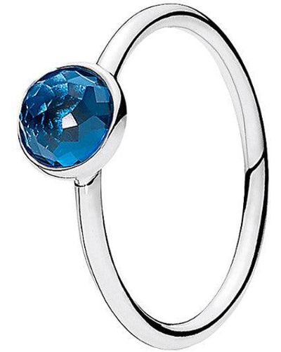 PANDORA Silver & Crystal December Ring - Blue