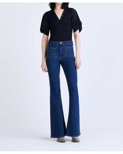 10 Crosby Derek Lam High Rise Flare With Woven Pockets Jeans - Blue
