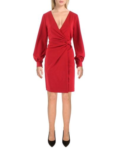 DKNY Surplice Knee Wrap Dress - Red