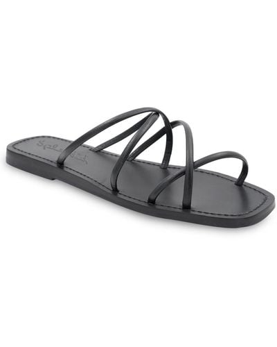 Splendid Frankie Leather Criss-cross Slide Sandals - Black